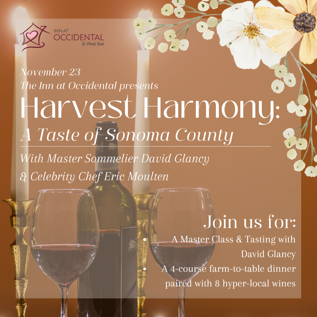 Elegant Wine Pairing Dinners Inn at Occidental Sonoma Wine Country